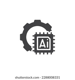 AI development vector icon. filled flat sign for mobile concept and web design. Artificial intelligence technology glyph icon. Symbol, logo illustration. Vector graphics