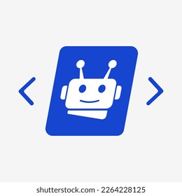 AI DevOPS Robot icon with brackets on sides, representing ai programming, automation, and artificial technology advancement in various industries. Ai software development, technology projects