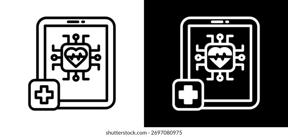 Icono de diagnóstico de IA Ilustración vectorial mixta
