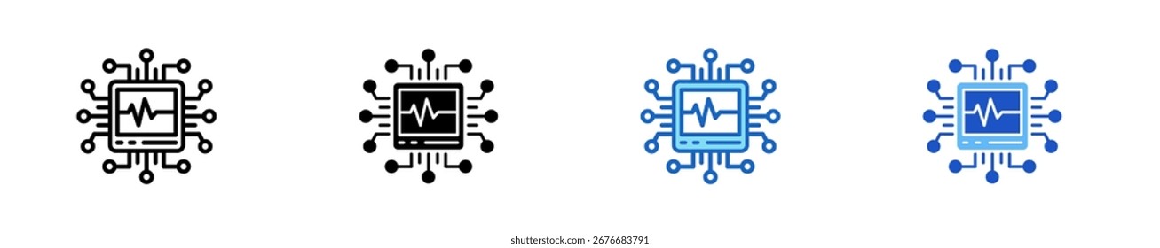 Conjunto De Vários Estilos De Ícones De Diagnóstico De Ai