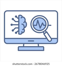 Ilustración vectorial De Icono Azul De Diagnóstico De Ia