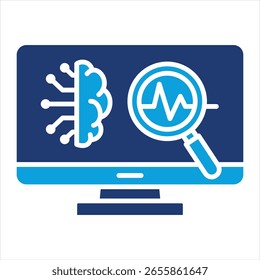 Ai Diagnostic Flat Blue-Symbol, Vektorgrafik