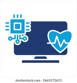 Ilustração Do Vetor De Ícone Azul Plano Do Ai Diagnostic