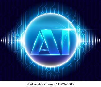 AI Digital Artificial intelligence with circuit symbols concept.Vector illustration

