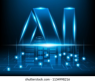 AI Digital Artificial intelligence with network connection concept.Vector illustration 