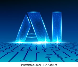 AI Digital Artificial intelligence and network system concept.Vector illustration 