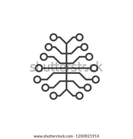 AI digital brain concept minimal icon or design element in thin line style 