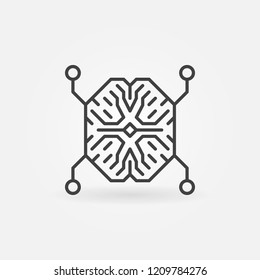 AI Digital brain outline vector icon. Artificial Intelligence mind concept linear sign or design element