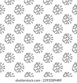 AI Digital Brain vector Artificial Intelligence concept outline seamless pattern