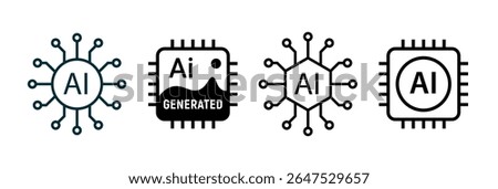 Ai digital chip icon. Artificial intelligent vector science data circuit technology line icon