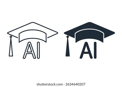 AI digital learning. Innovative education. Vector  illustration icon isolated on white background.