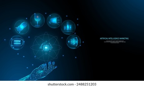 AI digital marketing concept. Analytic content and proses data for selling