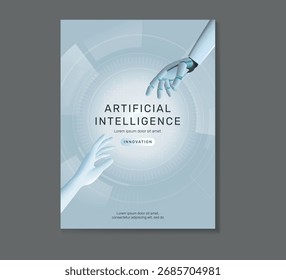 AI Vector de Plantilla de carteles de luz de negocios de tecnología digital. Conjunto de diseño de póster de gradiente de luz de negocios. Cartel de negocios de tecnología de IA en gris. Plantilla de póster de diseño limpio.