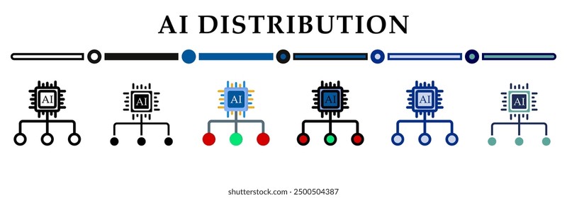 Conjunto de iconos de distribución de aire. 6 Varios estilos. Gráficos de signos, símbolos, elementos, presentaciones, infografías o Web. Ilustración vectorial.