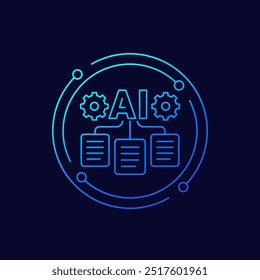 AI para el icono del DMS, diseño lineal de la gestión de datos