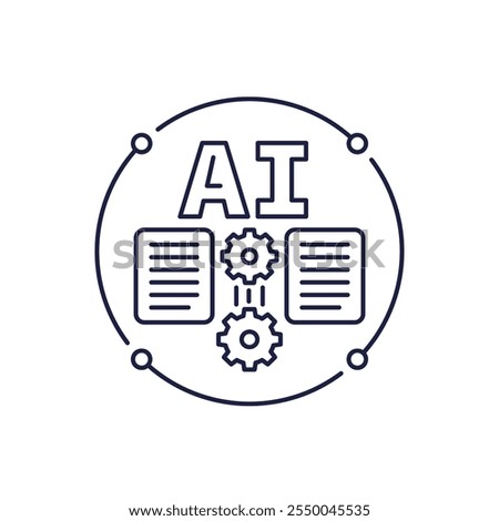 AI for DMS line icon, data management and classification