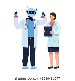 AI doctor and woman icon illustration