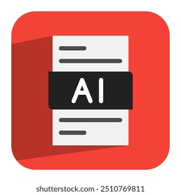 Icono plano del archivo del documento de Ai. extensión, formato, tipo. Un icono de formato de archivo versátil para diseños modernos