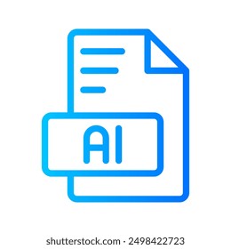 Icono de gradiente de imagen de archivo de Ai Document. format file type icons symbol, Extensión, tipo de datos, Ilustración vectorial.