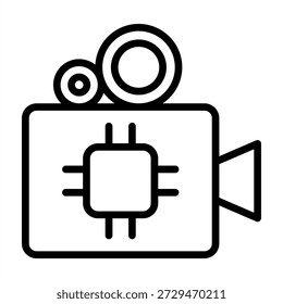 Ícone de Vídeo Documentário Ai - Estilo de ícones de contorno preto para inteligência artificial e tecnologia de IA