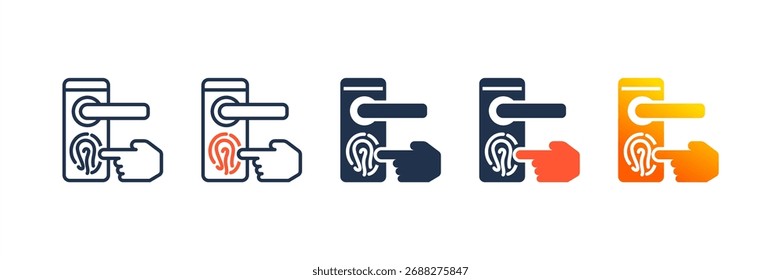 Ai Door Lock icon set multiple style collection