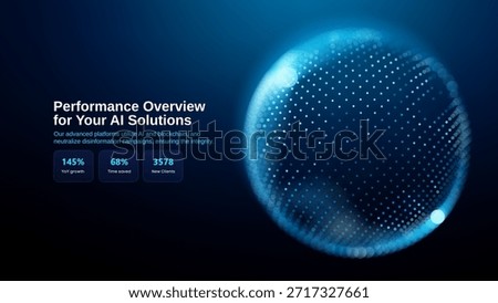 Ai dot ball with particle globe world and brain 3d vector. Digital data abstract with technology futuristic background and circle sphere light. Tech bio ai with forum hand particle and medical.