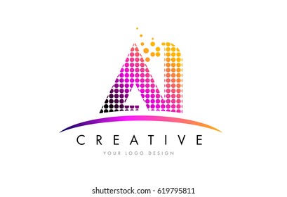 AI A I Dots Letter Logo Design with Magenta Bubble Circles and Swoosh