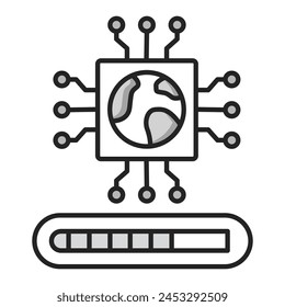 AI driven Ecological Assessment. Leveraging Artificial Intelligence for Ecosystem Evaluation. Editable Stroke and Colors.