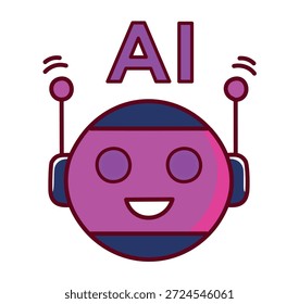 Icono de Vector de robot impulsado por IA para inteligencia artificial, robótica y conceptos tecnológicos futuros. Ilustración vectorial de Tecnología de robots e IA para proyectos de automatización e innovación inteligentes.