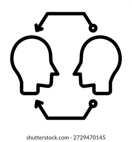 Ícone de Interação Social Impulsionado por Ai - Estilo de ícones de contorno preto para inteligência artificial e tecnologia de IA