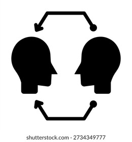 Ai Driven Social Interaction Icon - Solid Black Glyph Icons For Artificial Intelligence and AI Technology