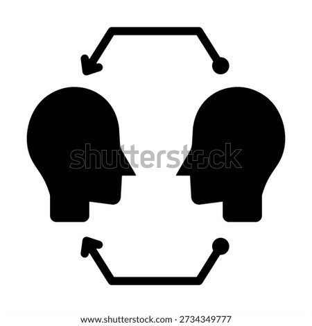 Ai Driven Social Interaction Icon - Solid Black Glyph Icons For Artificial Intelligence and AI Technology
