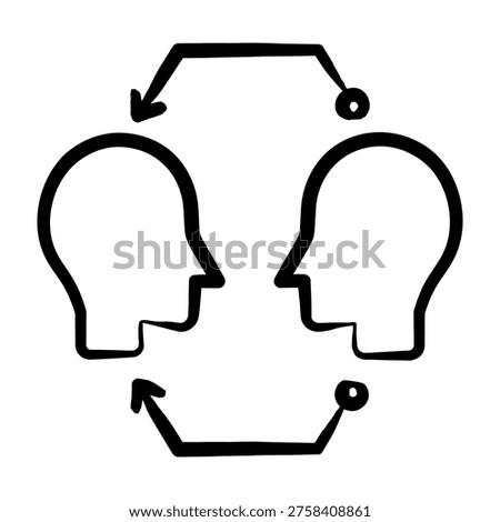 Ai Driven Social Interaction Icon With Dooldles Handdrawn Style For Artificial Intelligence and AI Technology
