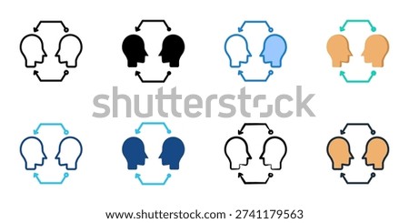 AI driven Social Interaction icons set multiple style collection. Editable stroke 
