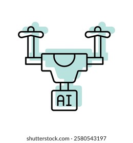 Ai Drone. color shadow thinline icon, editable vector icon, pixel perfect, illustrator ai file 