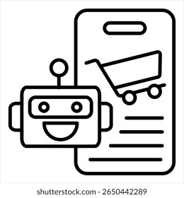 Ilustração Do Vetor De Linha De Ícone Do Ai E Commerce