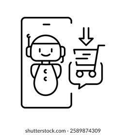 ai in e-commerce line icon. Vector isolated element. Editable stroke.