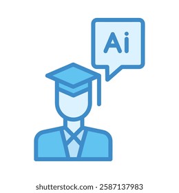 AI in Education graduate student blue illustration