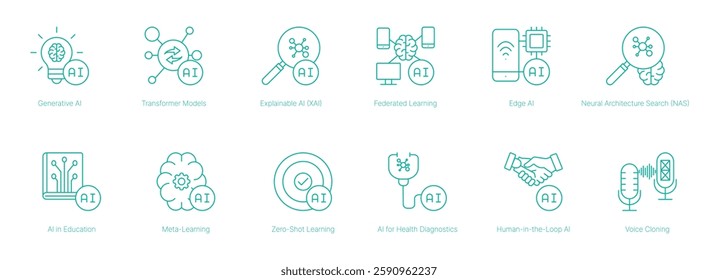 AI in Education and Human-AI Interaction Vector Icon