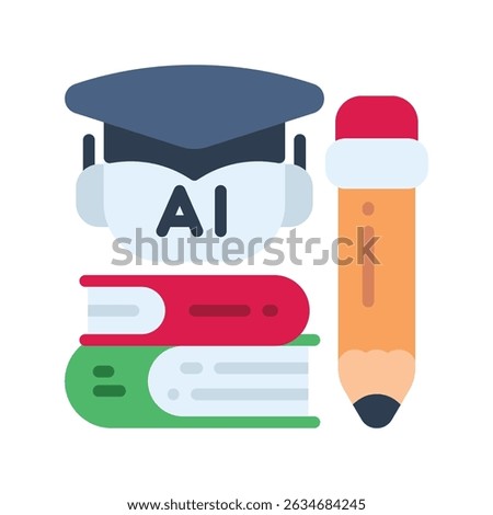 AI education icon flat style