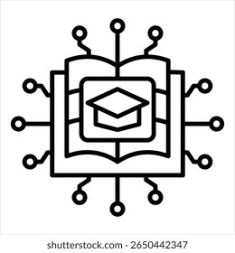 Ilustración vectorial De Línea De Icono De Ia En Educación