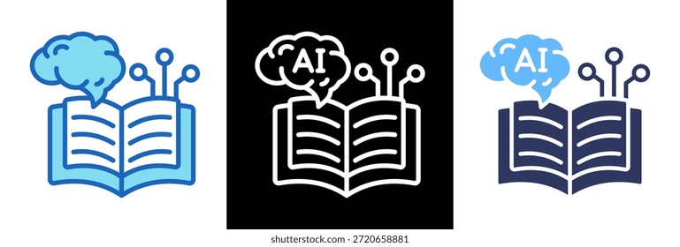Ai Education Icon dreifach-Stil Vektorgrafik