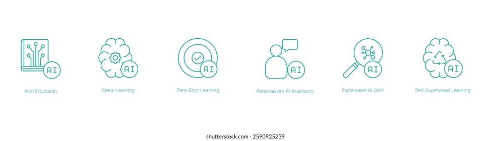 AI in Education and Learning Enhancement Vector Icon