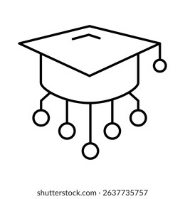 AI Education Line Icon. E-learning, Education, Teaching, Online Study Icons Editable Stroke Vector Illustration