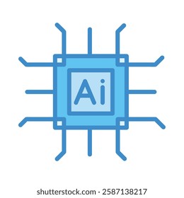 AI in Education microchip blue illustration