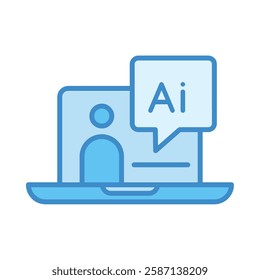 AI in Education online teaching blue illustration