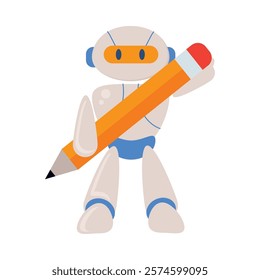 ai education robot with pencil isolated