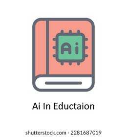 Ai In education Vector   Fill outline Icons. Simple stock illustration stock