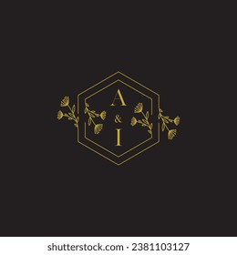 Ai elegante logo inicial de boda en un diseño profesional de alta calidad que se imprimirá en cualquier medio impreso