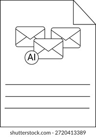 Documento de e-mail AI mostra círculo de 3 letras wAI em canto de papel alinhado dobrado